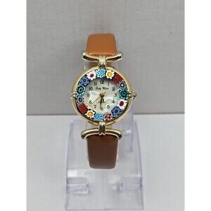 Antica Murrina Veneziana Watch Quartz New Battery Murano Millefiori Goldtone Red